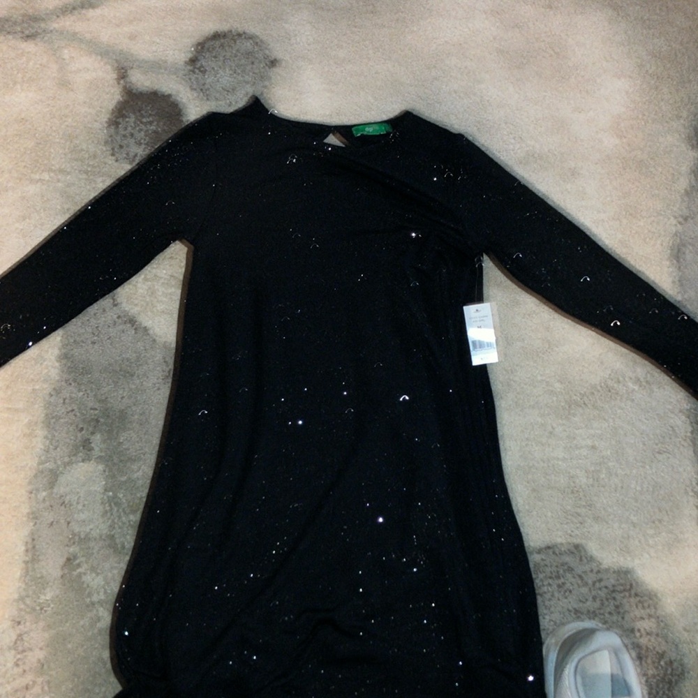 Dip Black Long Sleeve Crew Neck Sweater Dress